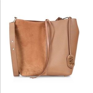 Stuart Weitzman leather and suede bucket bag